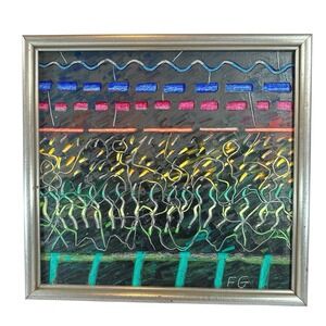Original Abstract Modern Painting Signed‎ FG Framed Contemporary Pop Art